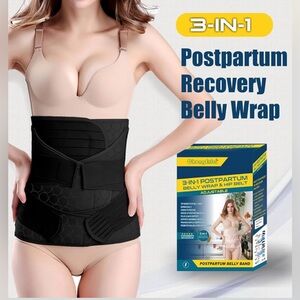 3 in 1 Postpartum Belly Wrap Recovery Belly/Waist/Pelvis Belt Black Band